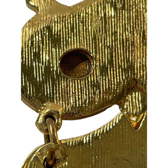 VTG ART Gold Tone Metal Cream Enamel Articulated Jointed Owl Pendant Necklace - Picture 11 of 16